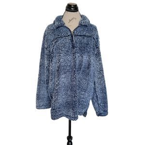 BoxerCraft XL Sweater Fuzzy Cozy Fleece Pullover Loungewear Sherpa Blue